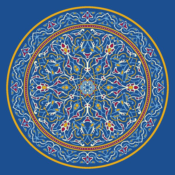 Petunya Göbekli Cami Halısı Mavi